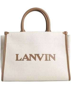 Lanvin Khaki Handbag Cotton, Linen, Zamak, Brass, Calfskin - Natural