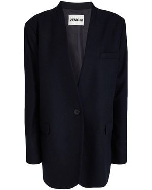 ZENGGI Midnight Blazer Recycled Wool, Polyamide - Blue