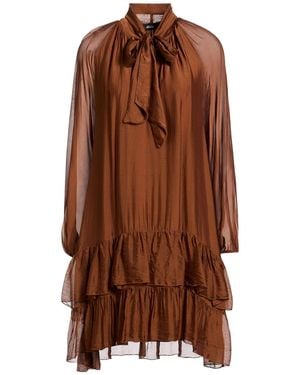 Dixie Chocolate Mini Dress Viscose, Silk - Brown