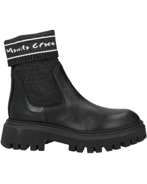 Manila Grace Ankle Boots Leather, Textile Fibres - Black