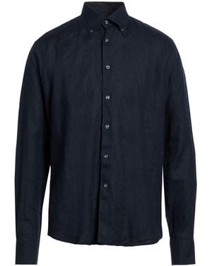 Oscar Jacobson Midnight Shirt Linen - Blue