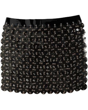 Rabanne Mini Skirt Polyurethane, Calfskin - Black