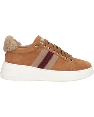 Stokton Camel Trainers Leather, Textile Fibres - Brown