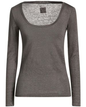 120% Lino Charcoal T-Shirt Linen - Grey