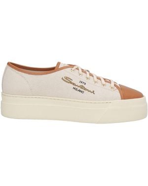 Santoni Camel Trainers Leather, Textile Fibres - Natural
