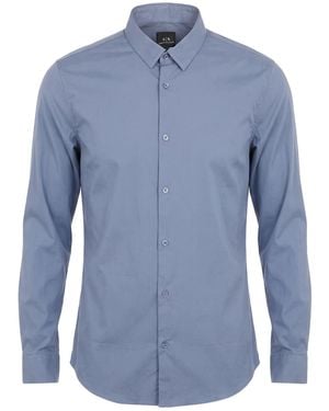 ARMANI EXCHANGE Shirt Cotton, Elastane - Blue