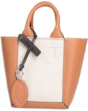 Tod's Handbag Leather, Textile Fibers - White