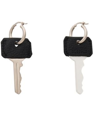 MM6 by Maison Margiela Earrings 925/1000, Leather - Black