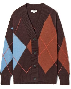 COS Argyle Wool Cardigan - Brown
