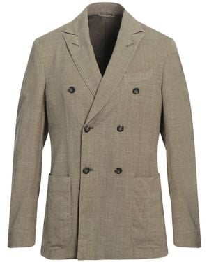 Caruso Khaki Blazer Wool, Silk, Linen - Natural