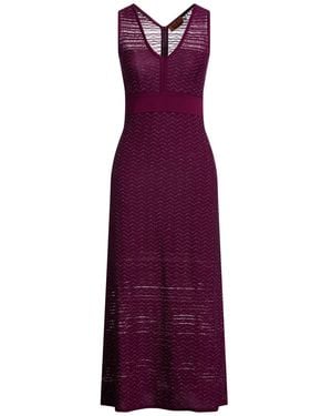 Missoni Midi Dress Wool, Viscose, Synthetic Fibres, Metallic Fibre, Elastane - Purple