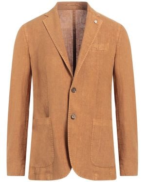 L.B.M. 1911 Linen Single-Breasted Embellished Blazer - Brown