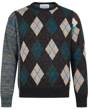 LE PAS SAGE Paris Charcoal Sweater Acrylic - Blue