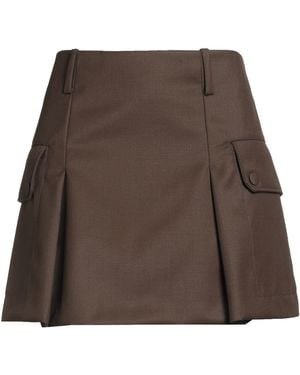 Sandro Khaki Mini Skirt Polyester, Virgin Wool - Brown
