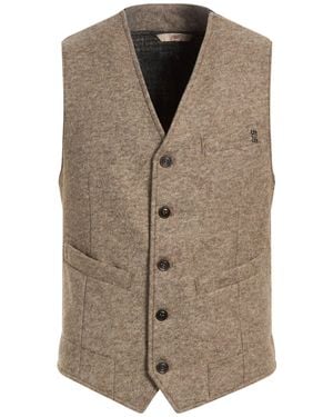 Bob Taupe Tailored Vest Acrylic, Virgin Wool, Polyester - Brown