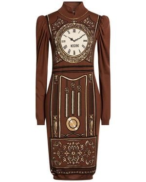 Moschino Midi Dress Virgin Wool - Brown