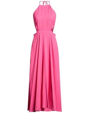ViCOLO Fuchsia Maxi Dress Viscose, Linen - Pink