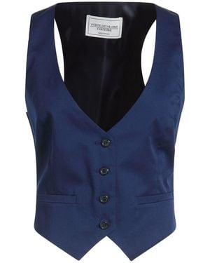 Forte Tailored Vest Cotton, Elastane - Blue