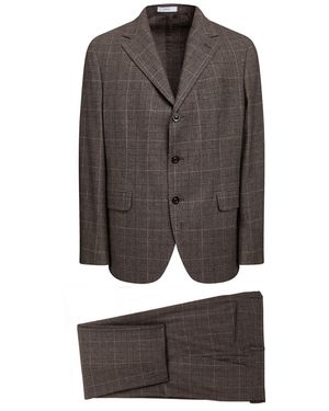 Boglioli Flannel Plaid Single-Breasted Suit - Gray