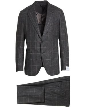 Caruso Charcoal Suit Wool - Black
