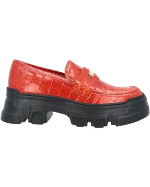 Pollini Croc-Embossed Patent Leather Loafers - Red