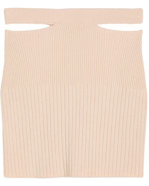 Kontatto Ivory Mini Skirt Viscose, Acrylic, Elastane - Natural