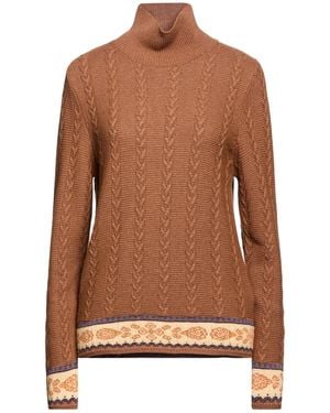 Etro Camel Turtleneck Wool, Viscose, Cashmere - Brown