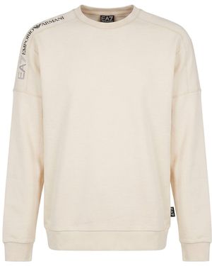 EA7 Ivory Sweatshirt Paper, Polyester - White