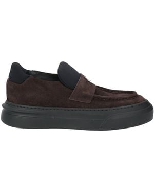 Les Hommes Dark Loafers Leather, Textile Fibres - Black