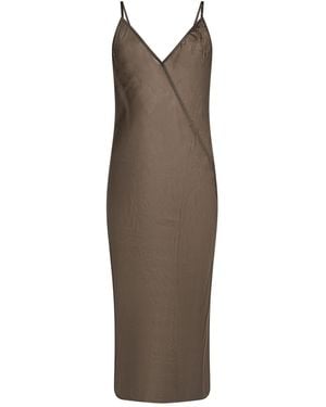Rick Owens Taupe Midi Dress Cupro - Brown