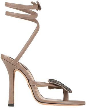 Blumarine Taupe Thong Sandal Leather - Metallic