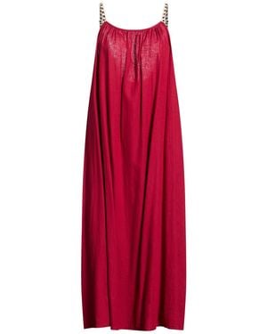 Compagnia Italiana Brick Midi Dress Linen, Viscose - Red
