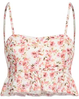 Soallure Ivory Top Viscose, Linen - Pink