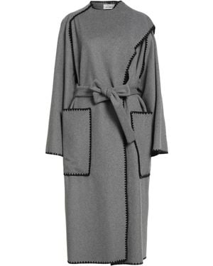 MEIMEIJ Overcoat & Trench Coat Polyester, Wool - Gray