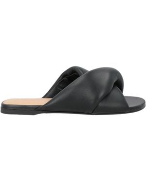 【JW ANDERSON】Logo Flat Sandals/追跡+関税+全国送料込み JW Anderson Leather Sandals | Black | FARFETCH