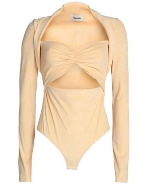 Nanushka Velvet Gathered Scoop-Neck Bodysuit - White