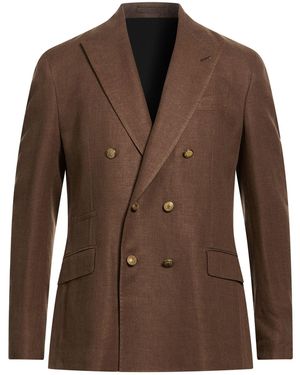 Eleventy Blazer Linen, Wool - Brown