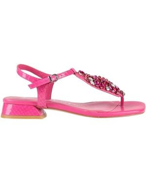 Luciano Barachini Fuchsia Thong Sandal Leather - Pink