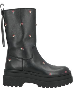 Red(V) Ankle Boots Leather - Black