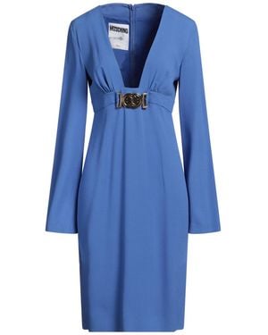 Moschino Couture X Smiley Azure Midi Dress Acetate, Viscose - Blue
