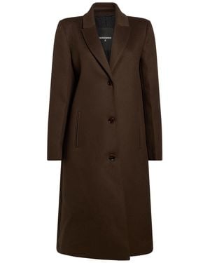 Patrizia Pepe Chocolate Coat Wool, Elastane - Brown