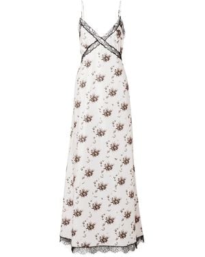 Brock Collection Onorina Lace-trimmed Floral-print Taffeta Maxi Dress - White