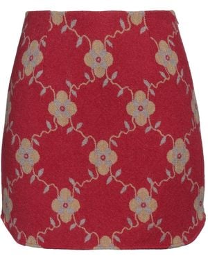 Beatrice B. Brick Mini Skirt Virgin Wool - Red