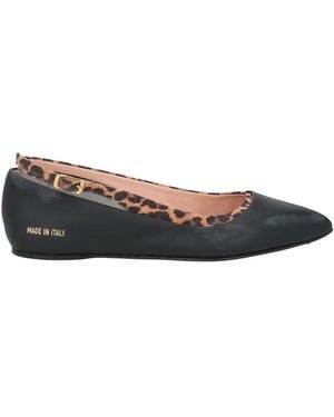 HIDNANDER Ballet Flats Leather, Textile Fibers - Gray