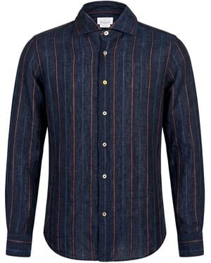 Giannetto Portofino Shirt Linen - Blue
