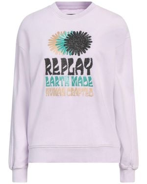 Replay Lilac Sweatshirt Cotton - White