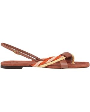 C LOVE Dark Thong Sandal Leather, Textile Fibres - Brown