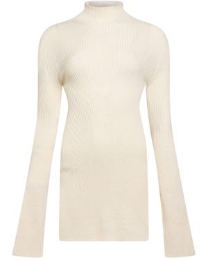 Roberto Collina Ivory Mini Dress Merino Wool - White