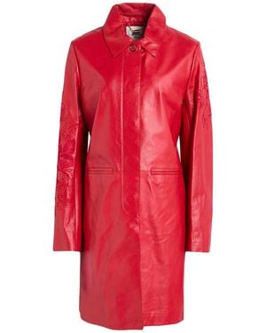Blugirl Blumarine Overcoat & Trench Coat Lambskin - Red