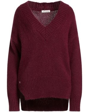 Manila Grace Burgundy Turtleneck Alpaca Wool, Wool, Acrylic, Polyamide - Red
